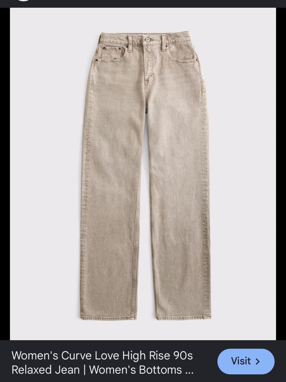 Abercrombie & Fitch High-Rise Straight Jeans in Light Beige